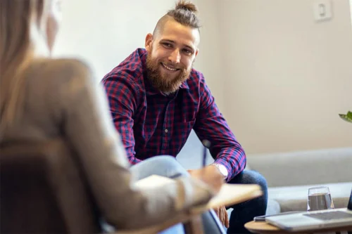 man attending an individual session on sitting with feelings