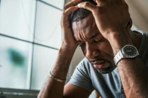 Frustrated man going through fentanyl withdrawals